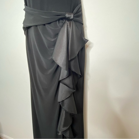 Betsy & Adam One Shoulder Ruffle Front Evening Gown - Picture 2 of 14